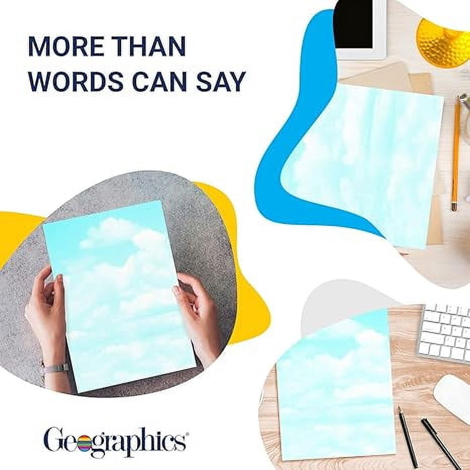Geographics 8-1/2" x 11" 24-Pound Design Paper with Clouds, Blue/White, Pack of 100