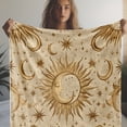 thumbnail image 2 of The Plush Fleece Blanket Featuring The Sun And Moon Rises, Adorned with Golden Stars, Offers Warmth And Comfort, Perfect for Home Decor. It Feels Like Stepping Into a Mysterious Dream, 2 of 6