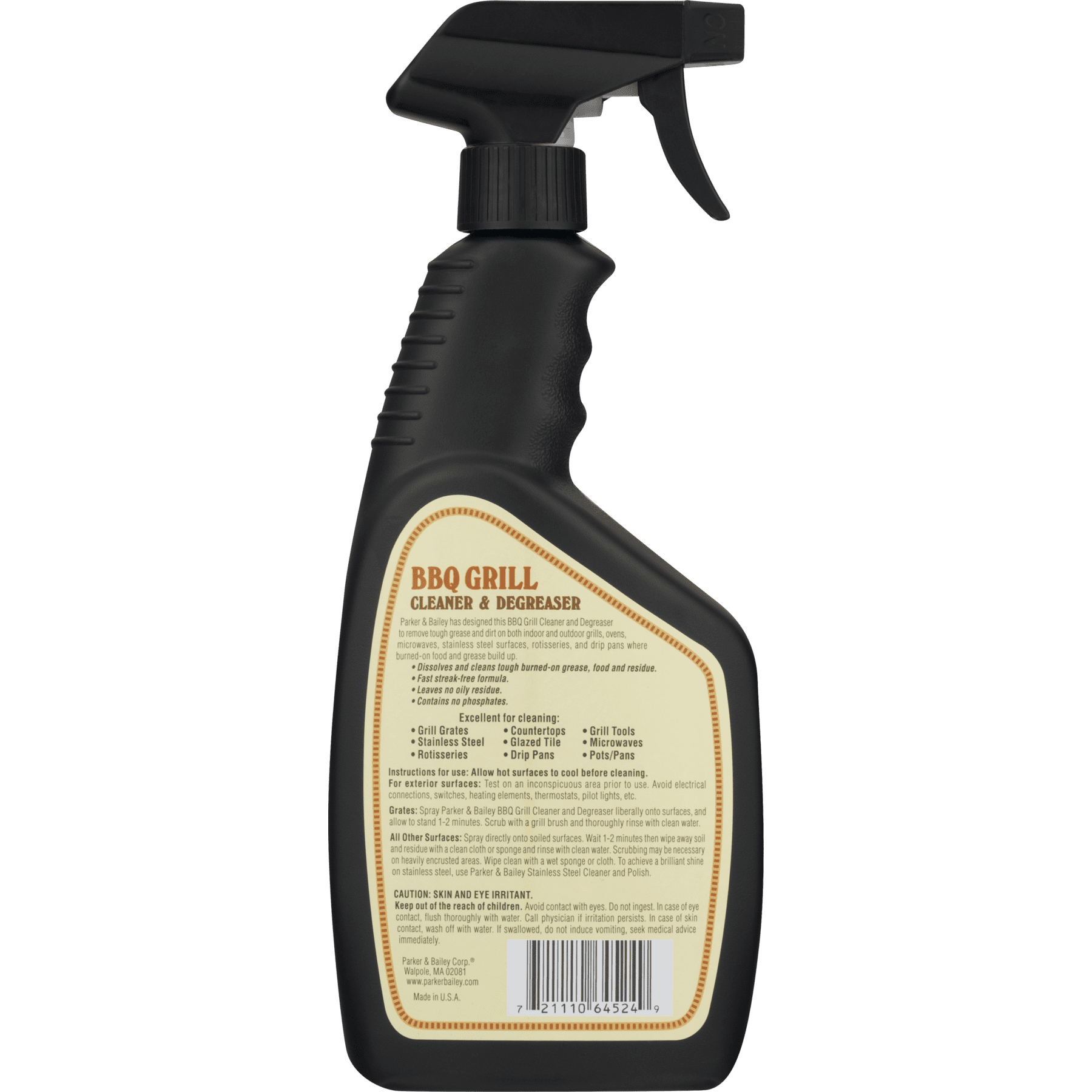Parker & Bailey Grill Cleaner and Degreaser - BBQ Grill Cleaner Degreaser  Cleaner Heavy Duty Countertop Cleaner Stainless Steel Cleaner Glazed Tile