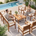 thumbnail image 6 of Lacoo 8 Pieces Acacia Wood Patio Conversation Set, Outdoor Furniture Set with Comfy Cushions, Beige, 6 of 8