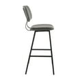 thumbnail image 3 of Foundry Contemporary Barstool in Black Metal and Grey Faux Leather with Grey Zig Zag Stitching by LumiSource - Set of 2, 3 of 7