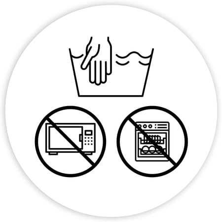 Koyal Wholesale Round Small Business Labels, Hand Wash Only Icon, Do Not Microwave/Dishwasher Icons, Set of 120