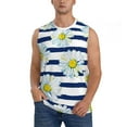 thumbnail image 2 of Lsque Daisy Striped Nautical Print Men's Cotton Blend Sleeveless Muscle Shirts (S-3XL)- Moisture Wicking, Odor Protection, UPF 30+,Small, 2 of 8