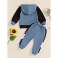 thumbnail image 2 of Caoirhny Little Boy Pants Set Contrast Color Long Sleeve Hoodie Drawstring Pocket Trousers Outfits, 2 of 9