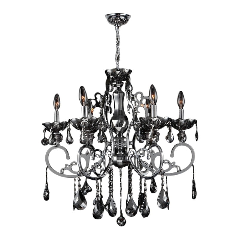 Kronos Collection 6 Light Chrome Finish and Chrome Crystal Chandelier 26