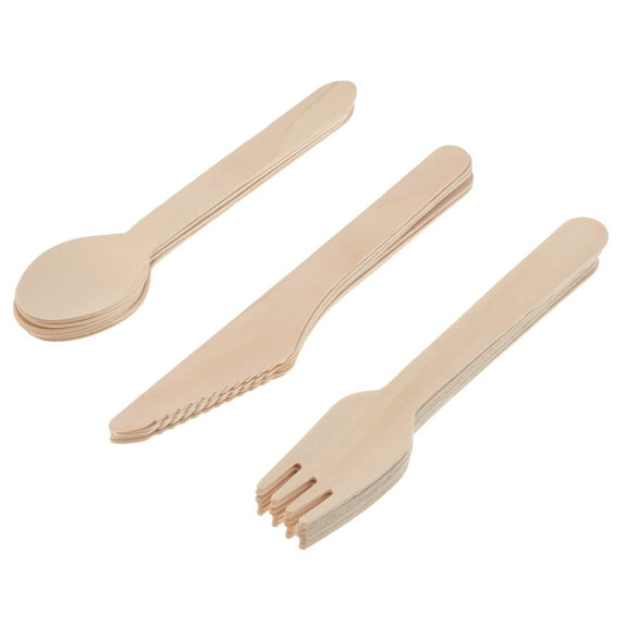 NIAIZEK Disposable Wood Utensils Set, 6 Packs of 18 Pieces Wooden Cutlery for Parties and Events