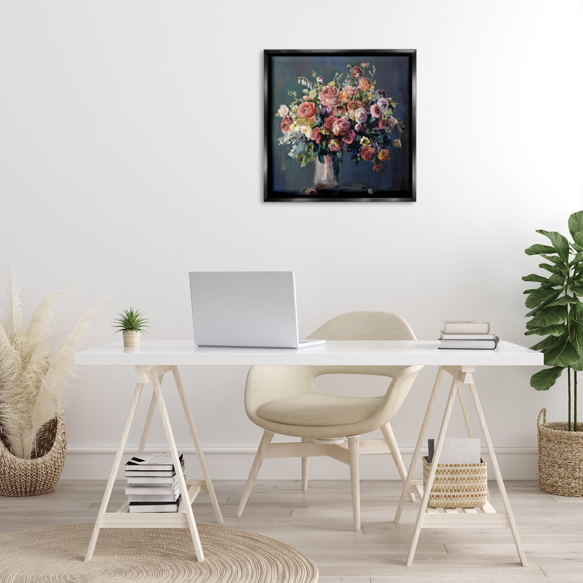 Stupell Industries Abundant Dark Bouquet Botanical & Floral Painting Black Floater Framed Art Print Wall Art, 25 x 25