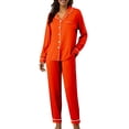 thumbnail image 2 of Xunmmm Pajamas For Women Set Silk Pjs 2 Piece Satin Sleepwear Long Sleeve Button Down Lounge Sets With Pant, 2 of 8