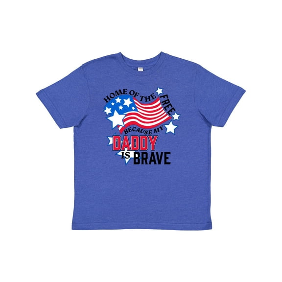 Inktastic Home of the Free Because My Daddy is Brave Youth T-Shirt