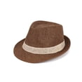 thumbnail image 2 of Deago Straw Fedora Hat for Men Women Short Brim Trilby Hat Classic Panama Summer Beach Sun Hat (Coffee), 2 of 9