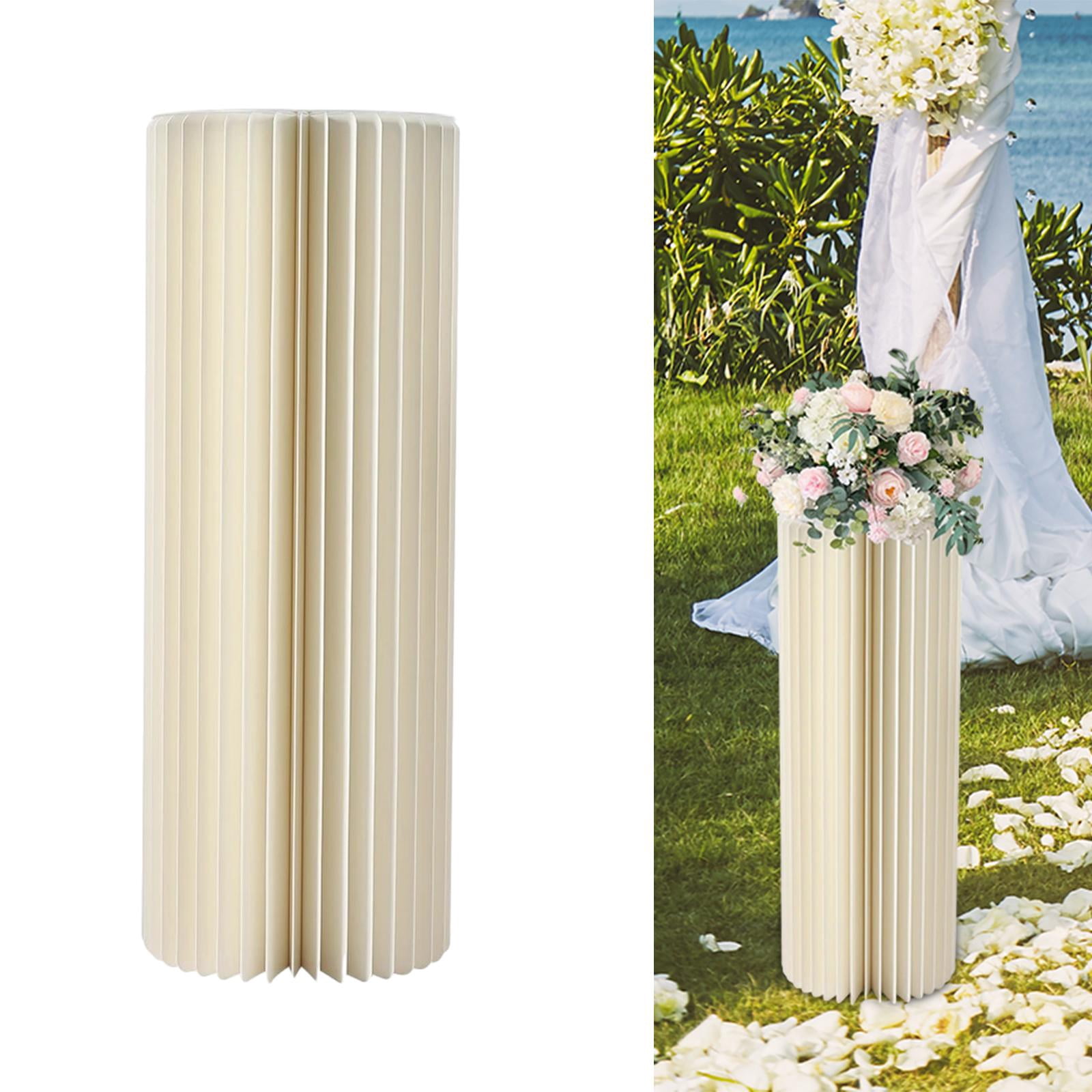 Abbraccia Cylinder Pedestal Stand Cylindrical Display Stand Round Wedding Pillar Paper Columns for Banquets Cake Table Stand Background Height 40cm