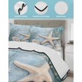 thumbnail image 4 of Coastal Starfish Queen Size Down Alternative Comforter,Lightweight Comforter Quilt Bedding Set with Pillow Shams Beach Summer Starfish Nautical Shell Blue Bed Comforter Duvet Insert 90"x96", 4 of 7