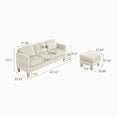 thumbnail image 6 of L-Shaped Sectional Sofa,67" Corduroy 3-Seat Small Sofa Couch with Ottoman for Small Living Room,Living Rooms,Apartments,White, 6 of 7