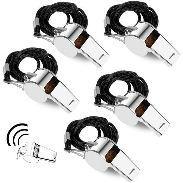 Jinsinto 5 PCS Referee Coach Whistle Stainless Steel Extra Loud