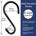 thumbnail image 2 of 6 Inch Large S Hooks for Hanging Plants, Non Slip Vinyl Coated S Hooks Heavy Duty, Metal Black Closet Hanger Hooks for Hanging Plant Jeans Pot Pan Clothes Purses Towel Bags Scarfs- 8 Pack, 2 of 5