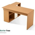 thumbnail image 2 of Ivinta Convertible Executive Wood Study Desk, L-Shaped Computer Office Corner Desk (White Oak), 2 of 8
