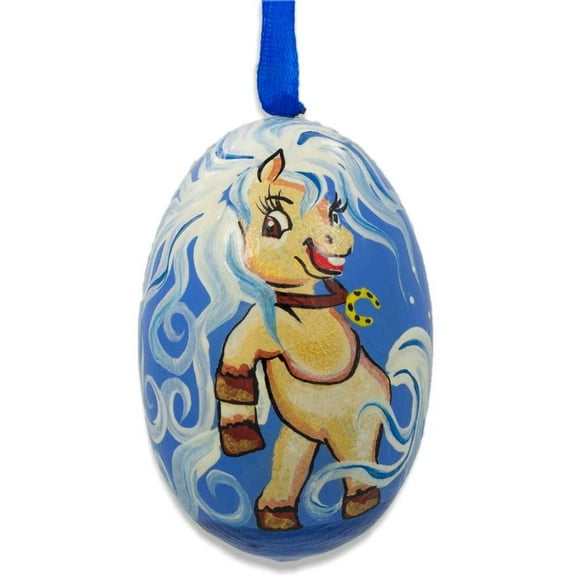 Pony with Flowing Mane Wooden Christmas Ornament 3 Inches