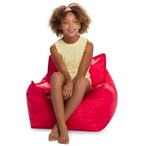 Posh Creations Structured Comfy Bean Bag Chair, for Kids, Newport Seat, 2.1 ft, Nylon-Red