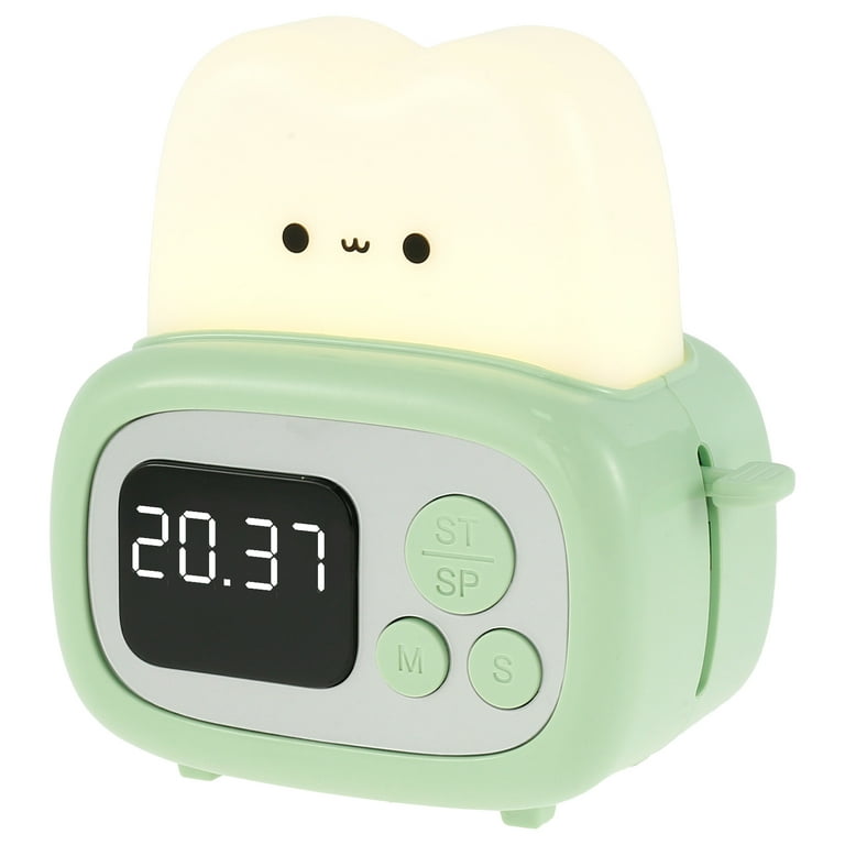 Corn Cute Timer with Clock and Night Light, Mini Toaster Shape