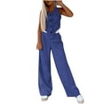 thumbnail image 4 of Wensltd Womens Solid Color V-neck Sleeveless Vest High Waisted Wide Leg Pants Set, 4 of 8