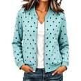 thumbnail image 3 of Fall Jacket for Women Long Sleeve Casual Bomber Outerwear Polka Dot Print Zip Closure Ribbed Cuffs Easy Layering Casual Outdoor Jacket, 3 of 3