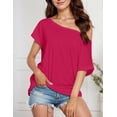 thumbnail image 3 of Zeagoo Womens Off Shoulder T-Shirts Lightweight Short Sleeves Chic Tops Casual Summer Wear, 3 of 6