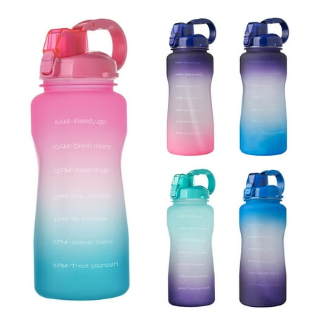 

2L Sports Water Bottle Large Capacity Straw Time Motivational Fitness Gym