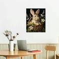 thumbnail image 3 of ARISTURING Animal Canvas Art, Rabbit Is Sitting In Basket Of Wild Flowers Picture, Decoration Easter Poster Watercolor Painting Farmhouse Canvas Wall Art Bedroom Home Living Room, 3 of 5