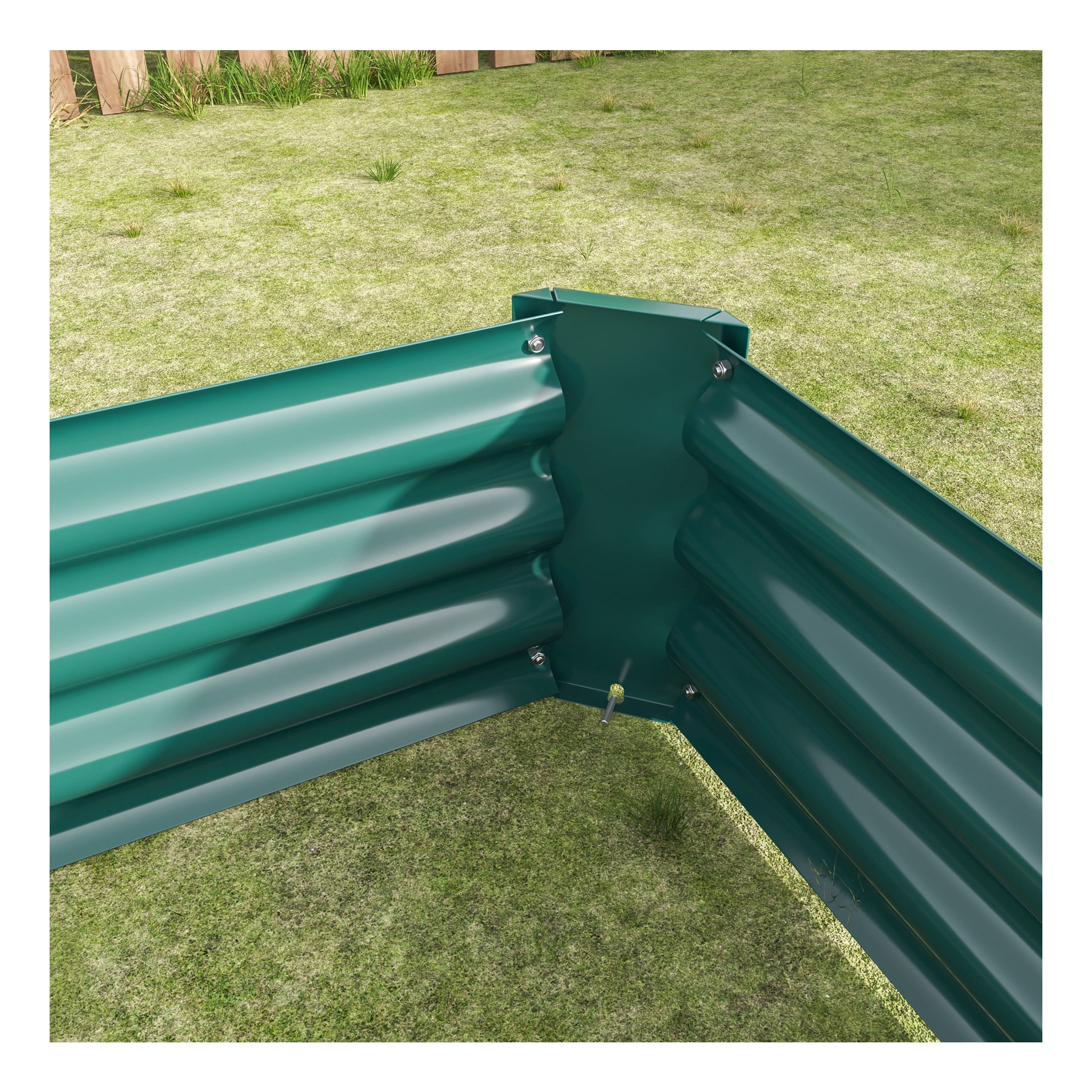 Elio Outdoor Metal 6×3×x1ft Raised Garden Bed, 6FT Planter Box, Rust-Resistant, Open Bottom, Sturdy Design for Vegetables, Flowers, Herbs, Green