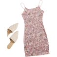 thumbnail image 5 of Women's Sleeveless Spaghetti Strap Floral Print Cami Bodycon Dress, 5 of 5