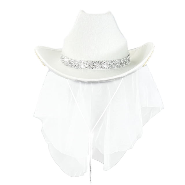 Western Cowboy Hat with Decorative Letters and Headscarf for Wedding Western Style Dome