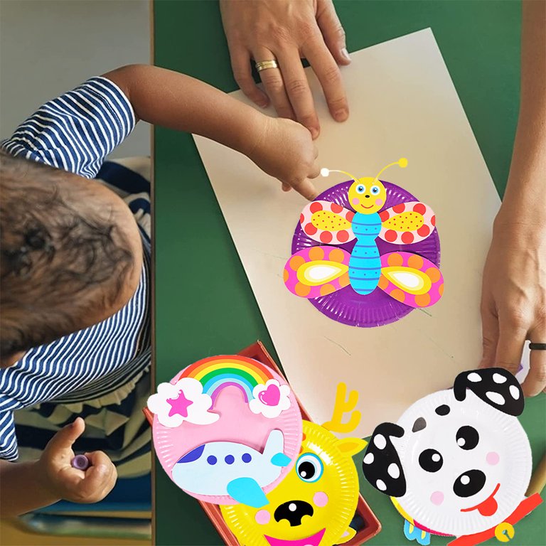 EIMELI 10 Pack Paper Plate Art Kit for Kids Toddler Crafts DIY Art Supplies  Animals Crafts Creative Toddler Birthday Games Preschool Activity Parties