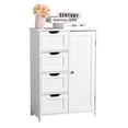 thumbnail image 3 of IVV Bathroom Floor Storage Cabinet, Freestanding Storage Unit with 4 Drawers, Single Door Cabinet with Internal Adjustable Shelf, 21.7"L x 11.8"W x 31.9"H, White, 3 of 9