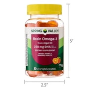 Spring Valley Brain Omega-3 from Algal Oil Gummy, 60 Count