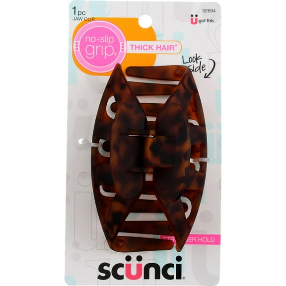 Scunci No Slip Grip No Slip Grip Jaw Clip, Dark Tortoise