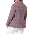 thumbnail image 4 of DARING DIVA Women's Plus Plaid Lapel Jacket Work Single Breasted Blazers Burgundy 1X, 4 of 6