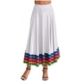 thumbnail image 2 of iiniim Womens Long Full Circle Folklorico Dance Skirts Spanish Bull Folkloric Mexican Flamenco Performance White 87cm XXL, 2 of 7