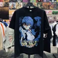 thumbnail image 1 of EVANGELION camiseta de Ayanami Rei para hombre, Tops de manga corta con estampado de gran tamaño, camiseta Punk de Hip Hop, ropa de calle informal, regalo de verano, 1 of 5
