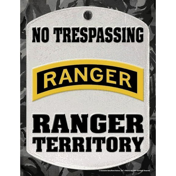 No Trespassing Sign - "RANGER TERRITORY" - Laminated - 8.5" x 11"
