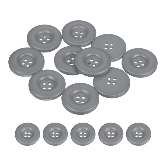 Uxcell 10pcs Sewing Button 30mm 4 Holes Resin Round Crafting Buttons, Gray