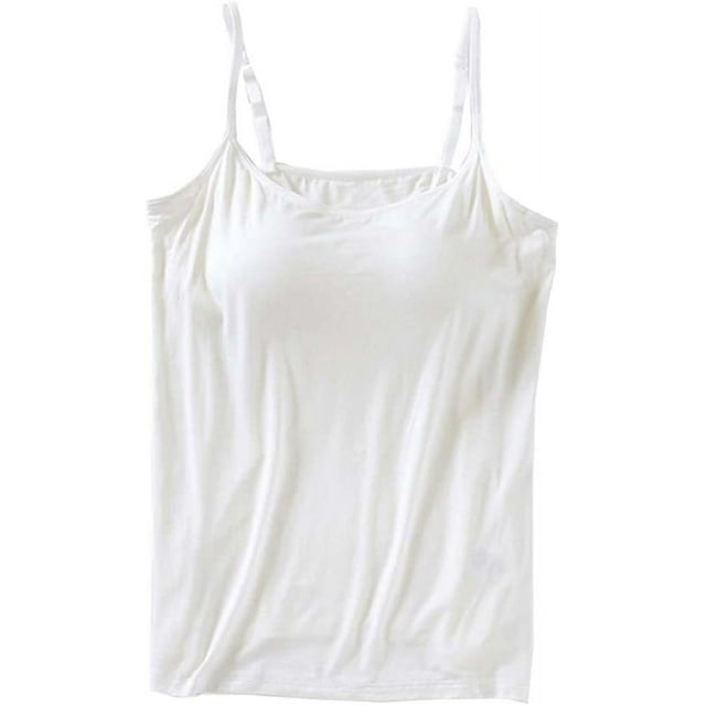 HUGFEGWE Débardeurs avec Soutien-Gorge Intégré, Camisole en Coton Extensible à Bretelles Réglables avec Soutien-Gorge Intégré Rembourré AZ824-6155