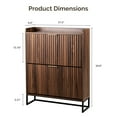 thumbnail image 2 of Ktaxon Fluted Shoe Cabinet for Entryway with 2 Flip Drawers 30 Pairs, Hidden Shoes Storage Cabinet Mid - Century Modern, Walnut, 2 of 8