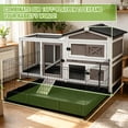 thumbnail image 3 of MEDEHOO 55.2" 2-Story Rabbit Hutch Indoor Outdoor, Heavy Duty Full Metal Bunny Cage with 6 Locking Wheels, 2 Pull-Out Trays, Chew-Proof Ramp & Waterproof Roof for Guinea Pigs Small Pets, 3 of 11