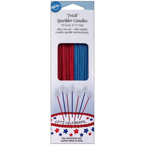 Wilton 6.5" Trick Sparkler Candles & Cake Decorations, Patriotic 18 ct