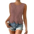 thumbnail image 3 of ClodeEU Women's Floral Lace Blouse ,Crew Neck Sleeveless Summer Tank Tops Pink,Womens Plus M, 3 of 7