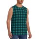 thumbnail image 2 of Fotbe Teal On Black Plaid Men's Camiseta sin Mangas Estampada para Hombres, Playera Casual para Gimnasio, Entrenamiento, Playa-3X-Large, 2 of 7