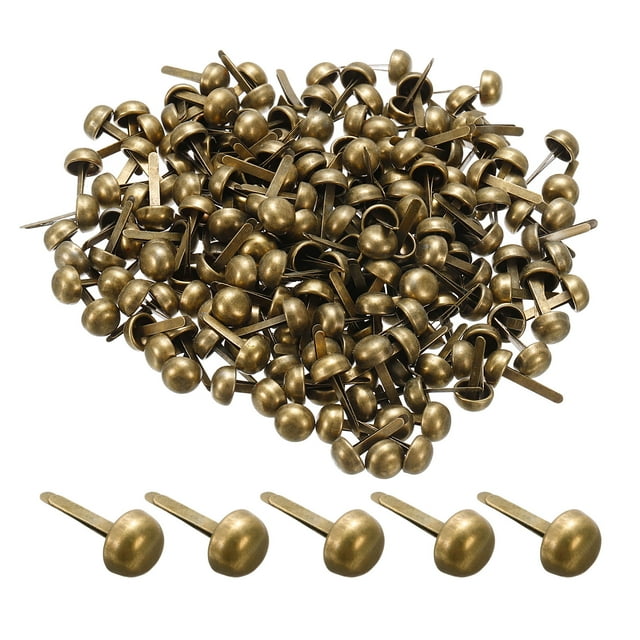 Unique Bargains 8x16mm Mini Brads Round Paper Fasteners for Art Crafting, Bronze Tone 200pack