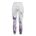 thumbnail image 5 of Renewold Butterfly Floral Violet Womens Yoga Leggings with Pockets Workout Leggings Ankle Pants Full Length High Waisted Slim Running Pants Non See-Through Printed Tights, XS, 5 of 8