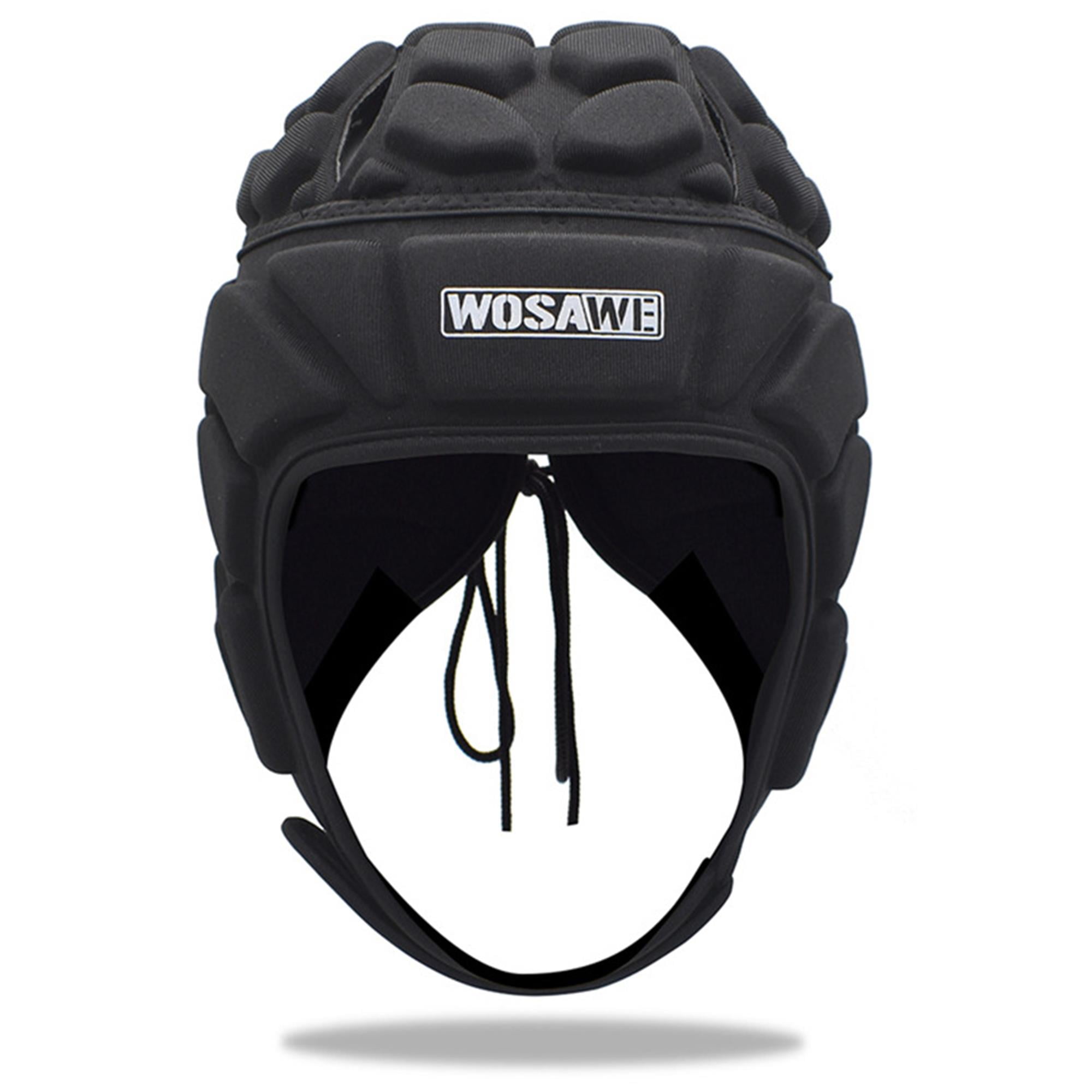 Multi-Sport Soft Shell Padded Hat Protective Headgear Cap Protection, Soft Shell Rugby Flag Football Helmet Soccer Goalie Head Fall Protection Head Protector Support Adjustable Youth Kids Adults - L