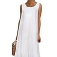 thumbnail image 2 of KVMeteor Women Casual Cotton Linen Dress Plain Sleeveless Maxi Long Dress, 2 of 5